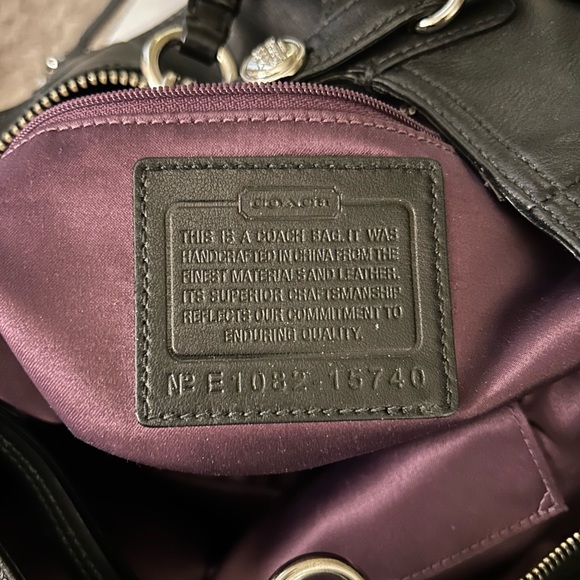 Coach Leather Mia Handbag.  Black With Purple Lining. E1082-15740. - Picture 12 of 14